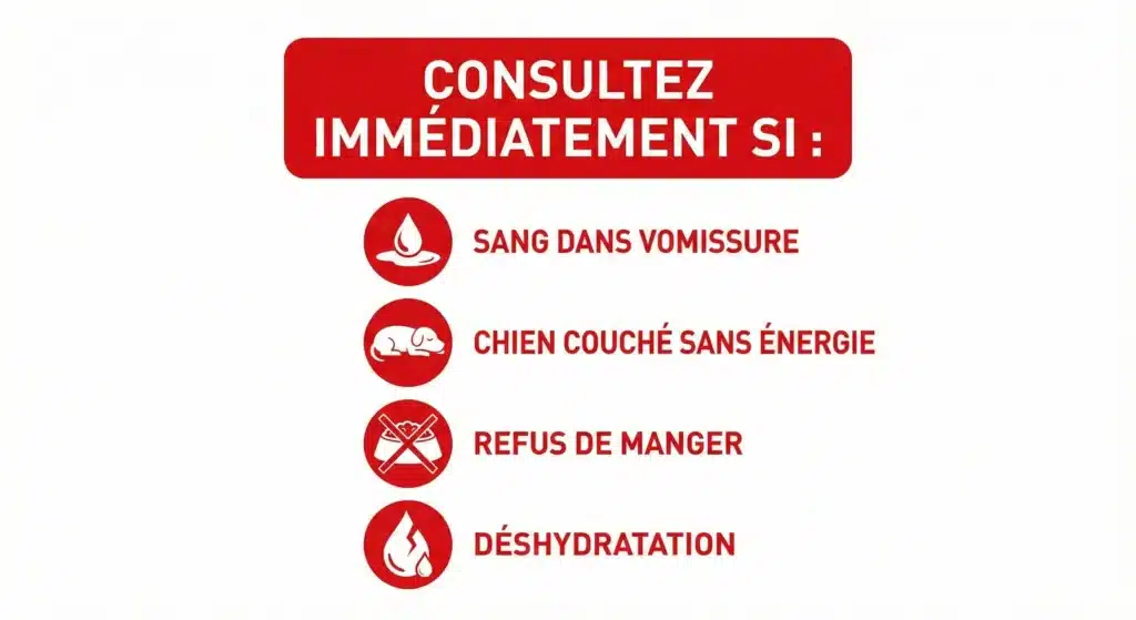 signes d'alertes pour consulter le vétérinaire lors de vomissement bilieux.