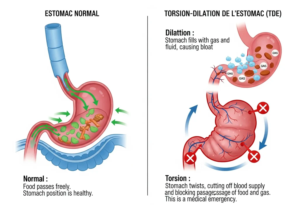 syndrome dilatation torsion estomac chez le chine