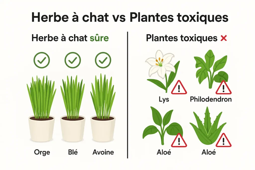 herbes sûrs pou chat et plantes toxiques pour chat