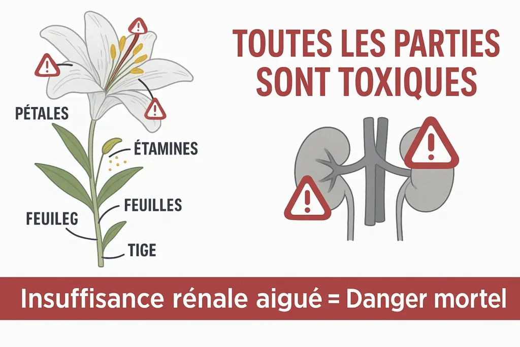 lys est toxique , toutes les parties du lys sont toxiques