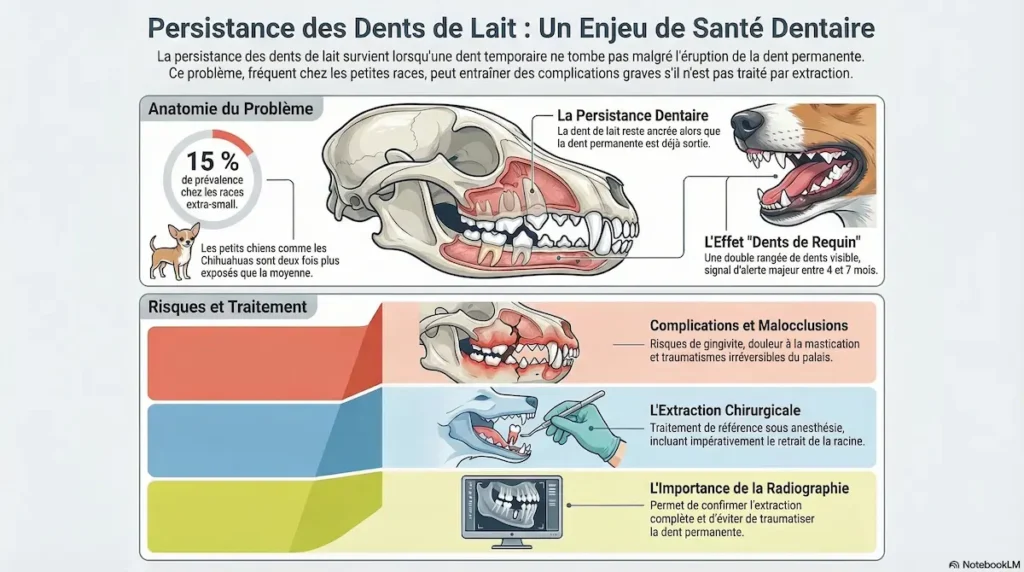 persistance dents de lait chien schema anatomie risques malocclusion extraction chirurgicale