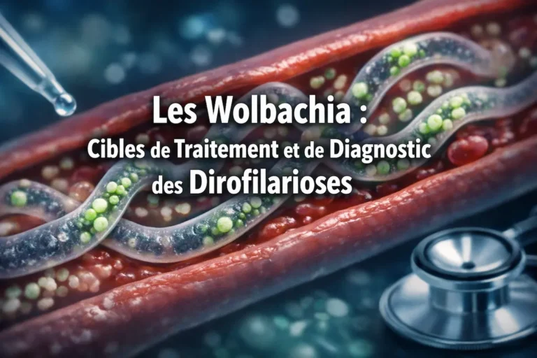 Illustration montrant Wolbachia à l’intérieur de vers responsables de la dirofilariose, utilisée comme cible de traitement et de diagnostic.