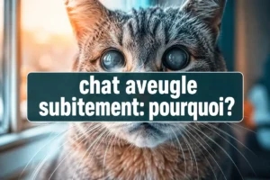 Gros plan sur un chat aux yeux troubles, avec le texte « chat aveugle subitement : pourquoi ? ».